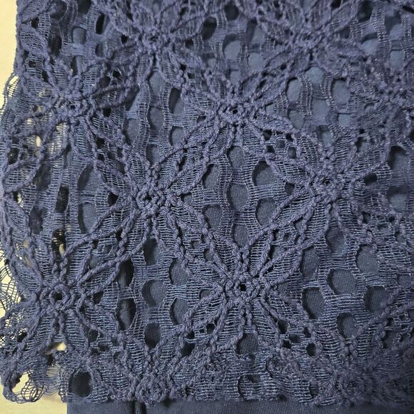 Ruby Rd Blue Size 24W Cotton Blend Crotchet Pullover Stretch Knit Pullover - Picture 10 of 12